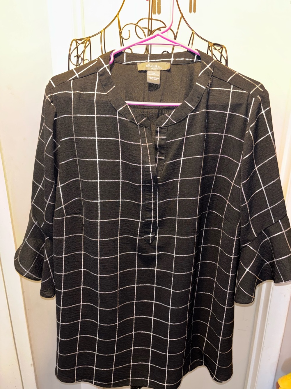 Olivia and Martin Black Window pane Tunic Top size 2X